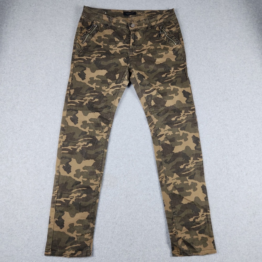 American Bazi Pants Womens Size 13 Green Camo Cotton Stretch Slim Fit Zip Fly